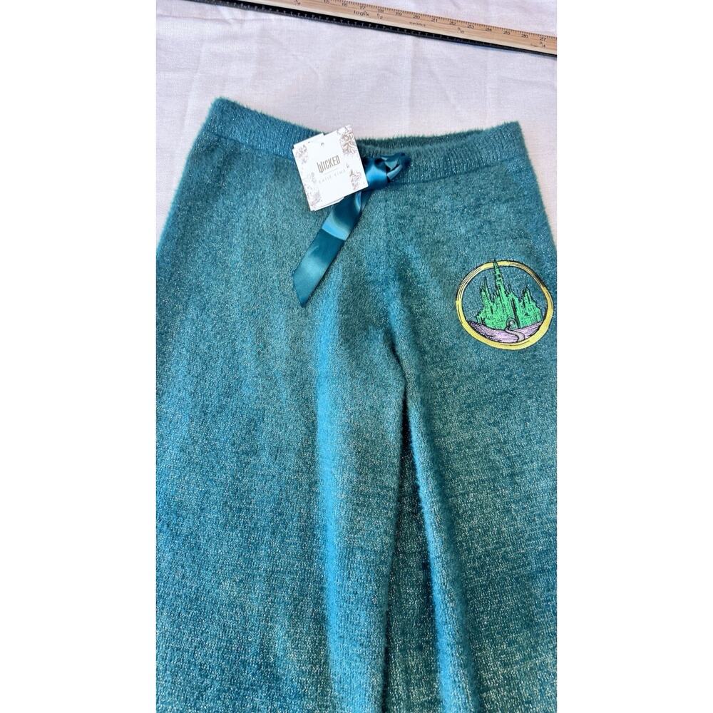 Wicked x Katie Kime Women's Sparkly Sweat Pants - Emerald Green Wide Leg Med New - Picture 9 of 9